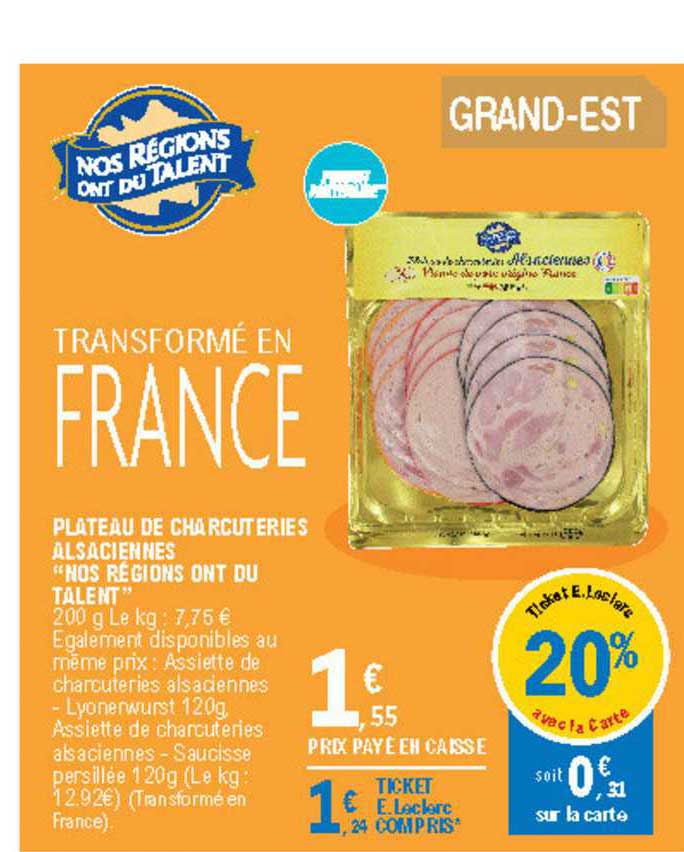 plateau de charcuteries alsaciennes "nos régions ont du talent"