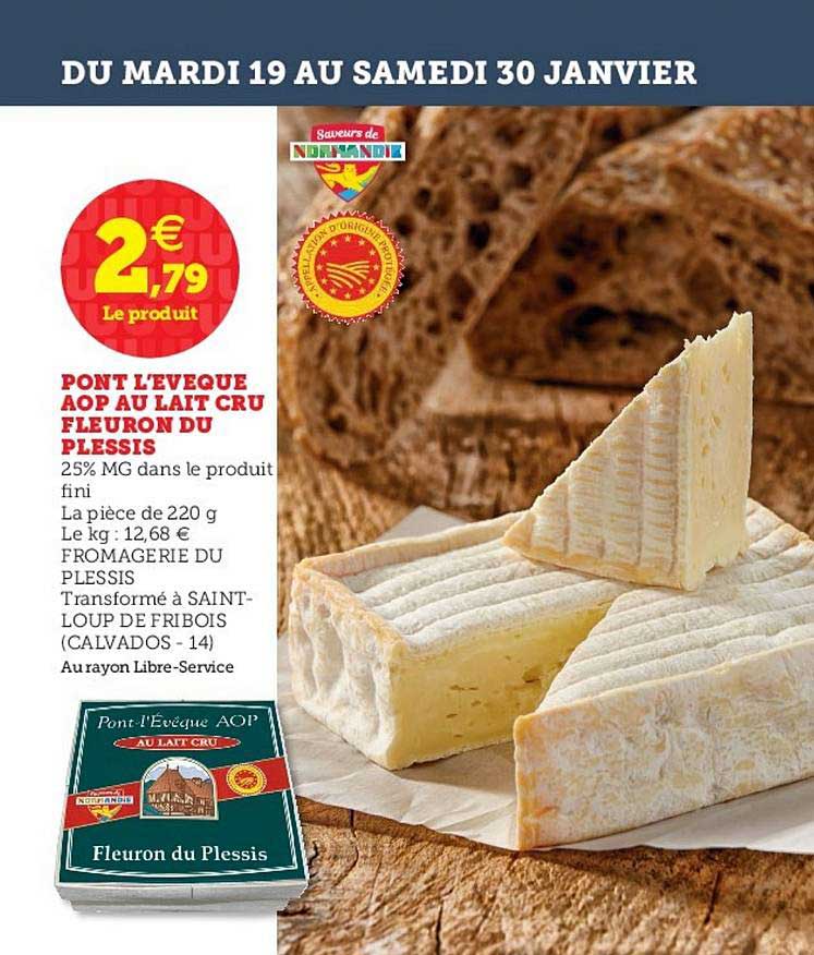 pont l’évêque aop au lait cru fleuron du plessis