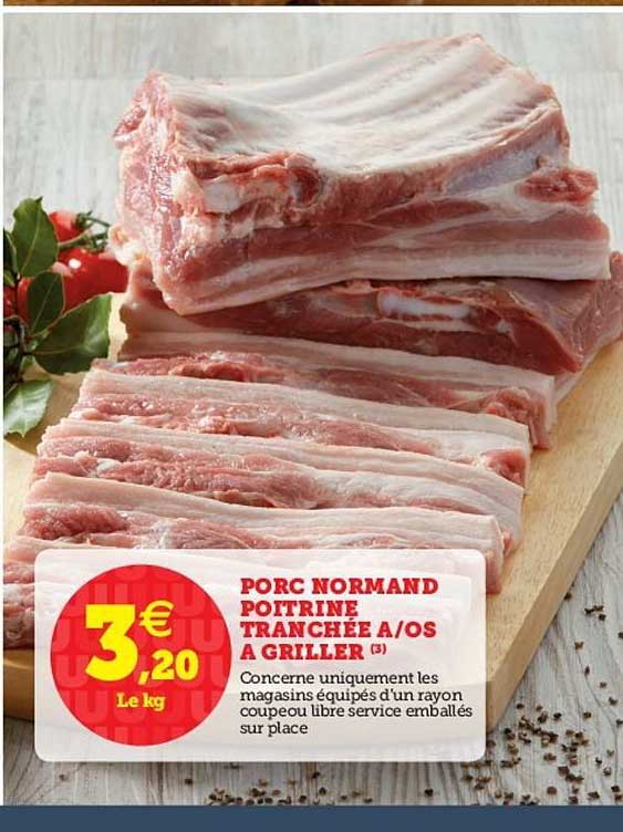 Porc Normand Poitrine Tranchée A Os à Griller