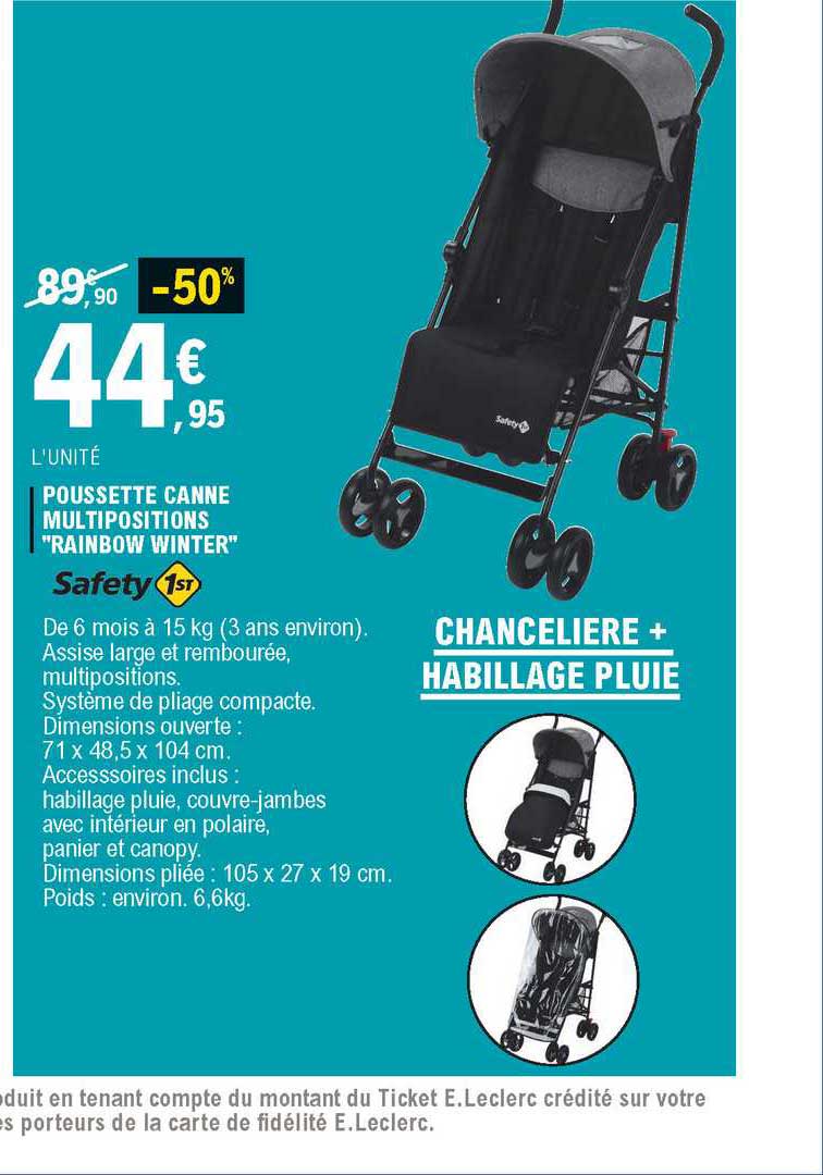 poussette canne multipositions "rainbow winter" safety 1st