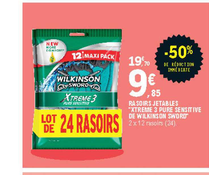 rasoirs jetables "xtreme 3 pure sensitive de wilkinson sword"