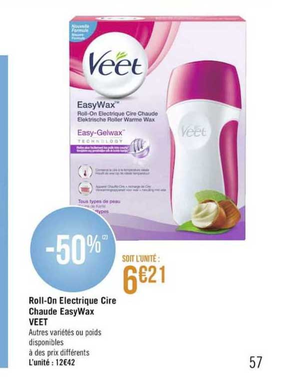 roll on électrique cire chaude easywax veet