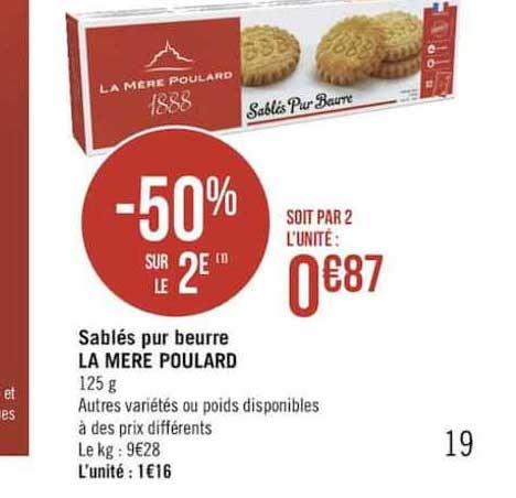 sablés pur beurre la mère poulard -50% sur le 2è