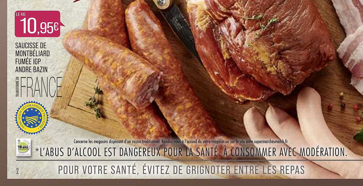 saucisse de montbéliard fumée igp andré bazin