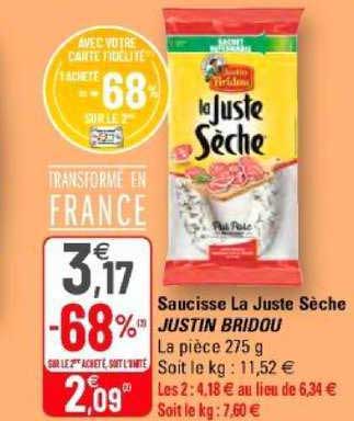 saucisse la juste sèche justin bridou