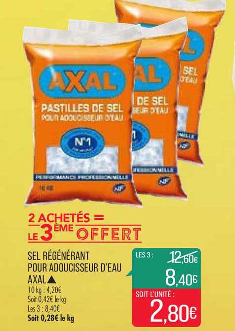 sel régénérant pour adoucisseur d'eau axal