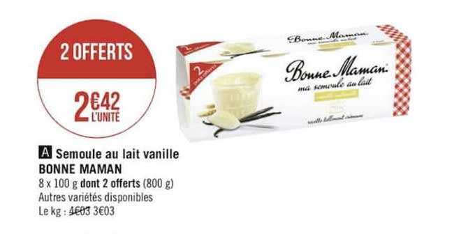 semoule au lait vanille bonne maman