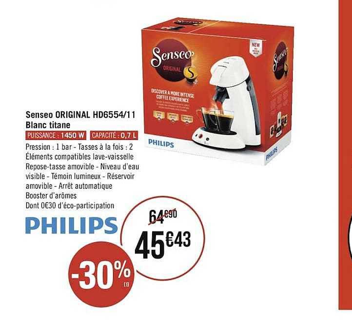 senseo original hd6554-11 blanc titane philips