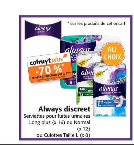 serviettes pour fuites urinaires always discreet