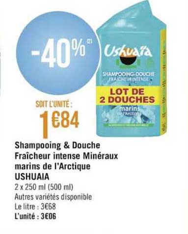 shampooing & douche fraîcheur intense minéraux marins de l'arctique ushuaia