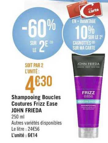 shampooing boucles coutures frizz ease john frieda -60% sur le 2è