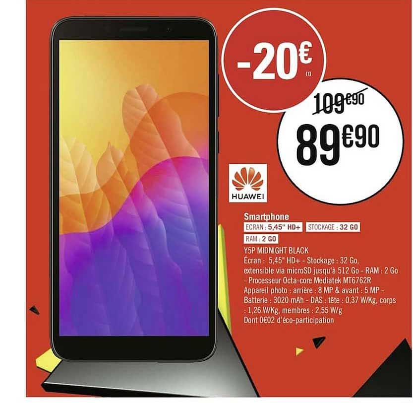smartphone huawei y5p midnight black