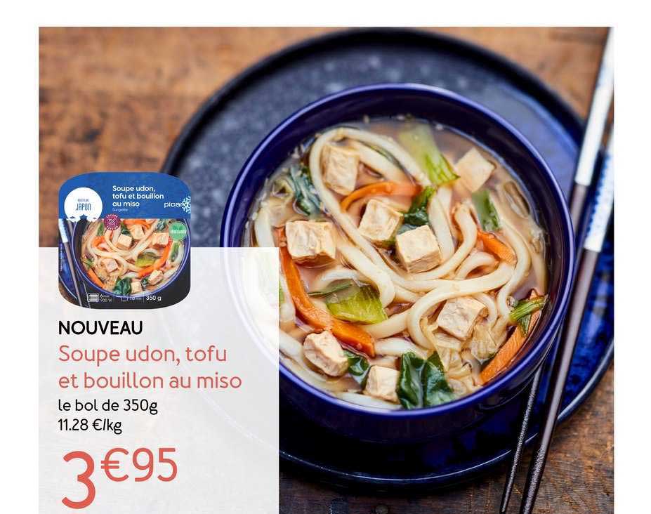 soupe udon tofu et bouillon au miso