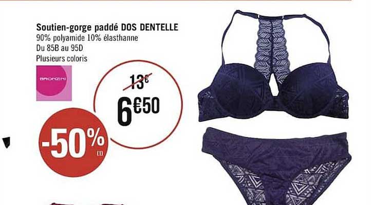soutien-gorge paddé dos dentelle