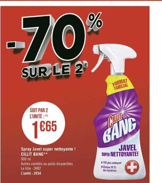 spray javel super nettoyante ! cillit bang -70% sur le 2è