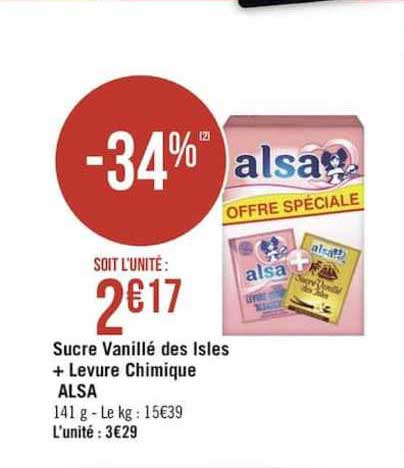 sucre vanillé des isles + levure chimique alsa