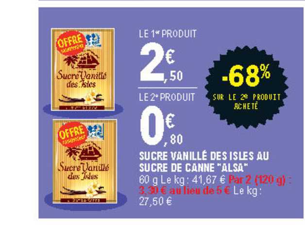 sucre vanillé des isles au sucre de canne "alsa"