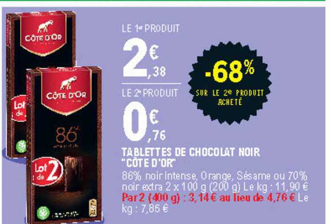 Tablettes De Chocolat Noir "côte D'or"