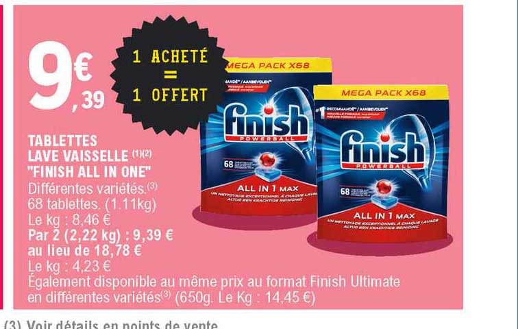 tablettes lave vaisselle "finish all in one"