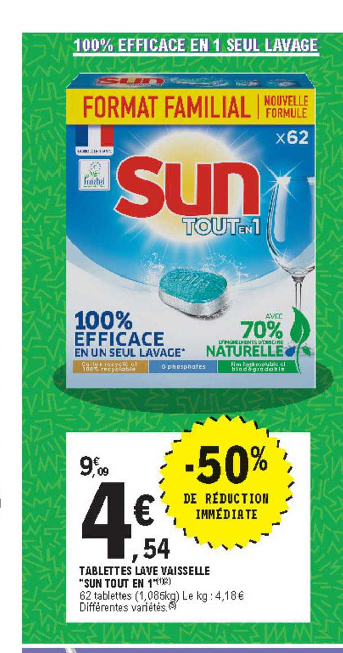 tablettes lave vaisselle "sun tout en 1"