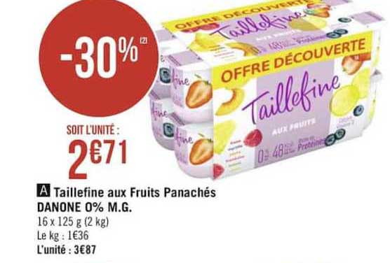 taillefine aux fruits panachés danone 0% m.g.