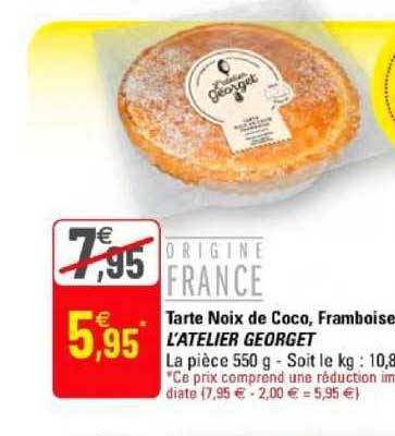 tarte noix de coco framboise l'atelier georget