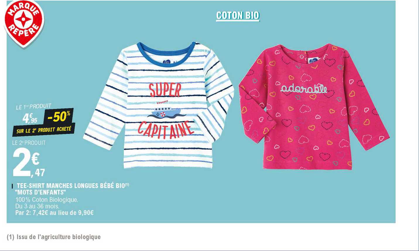 tee-shirt manches longues bébé bio "mots d'enfants"