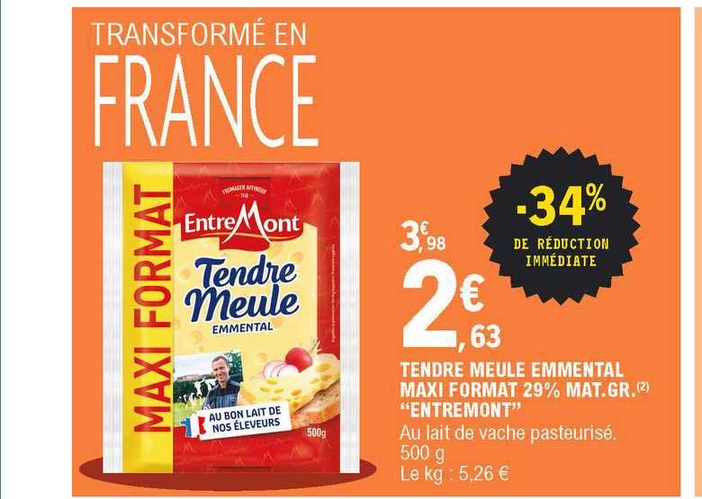 tendre meule emmental maxi format 29% mat. gr. "entremont"