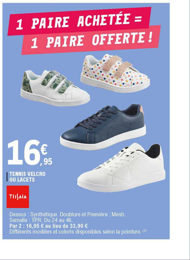 tennis velcro ou lacets tissaia