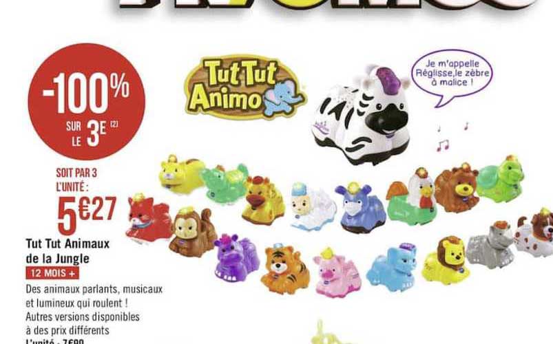 tut tut animaux de la jungle -100% sur le 3è