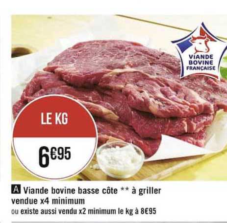 viande bovine basse côte à griller vendue x4 minimum