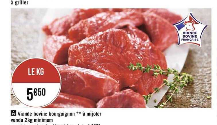 viande bovine bourguignon à mijoter vendu 2 kg minimum