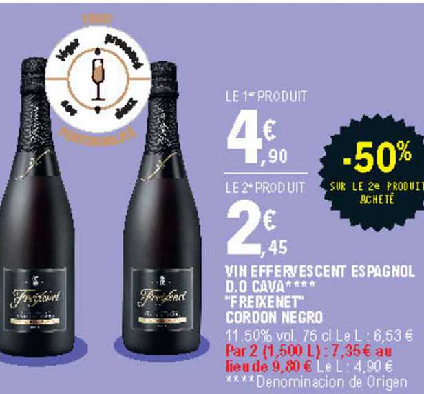vin effervescent espagnol d.o. cava "freixenet" cordon negro