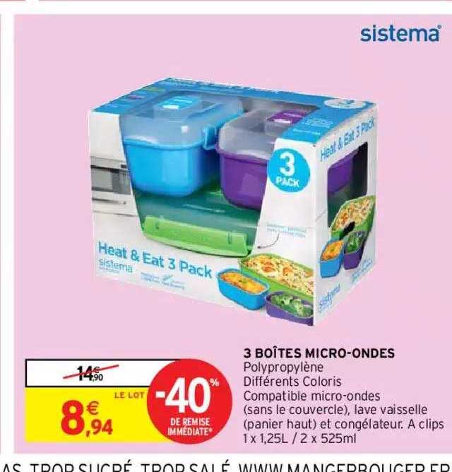 3 boîtes micro-ondes sistema