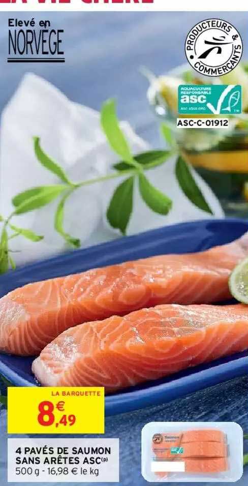 4 pavés de saumon sans arêtes asc