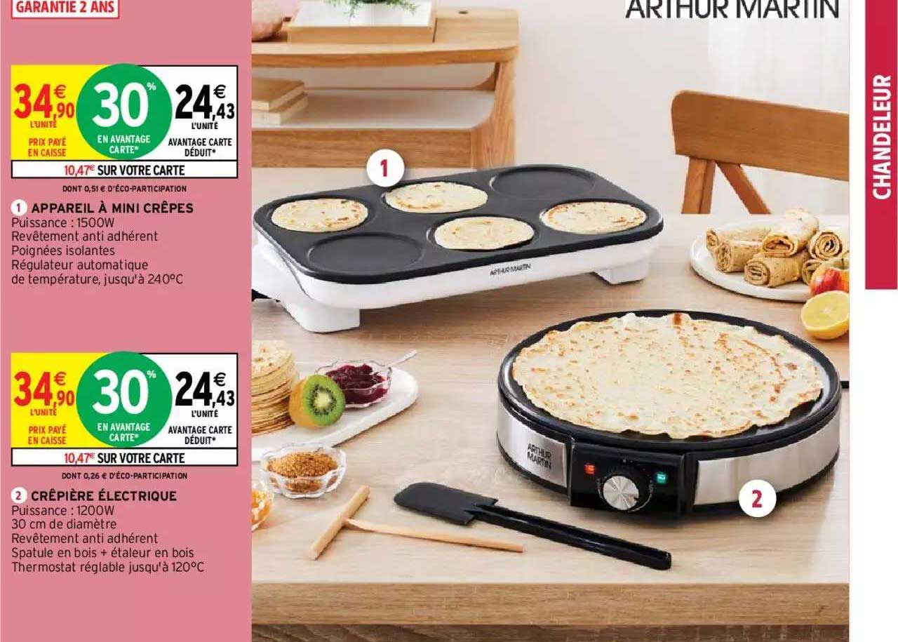 Appareil à Mini Crêpes, Crêpière électrique Arthur Martin