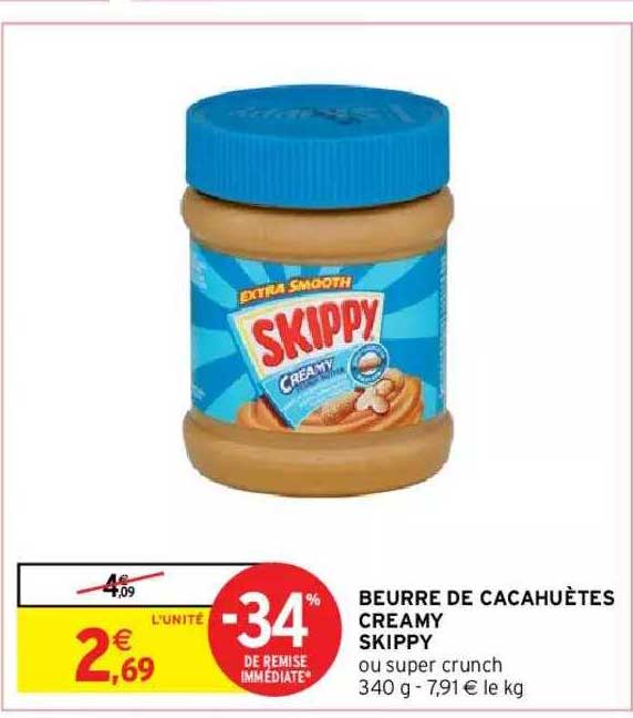 beurre de cacahuètes creamy skippy