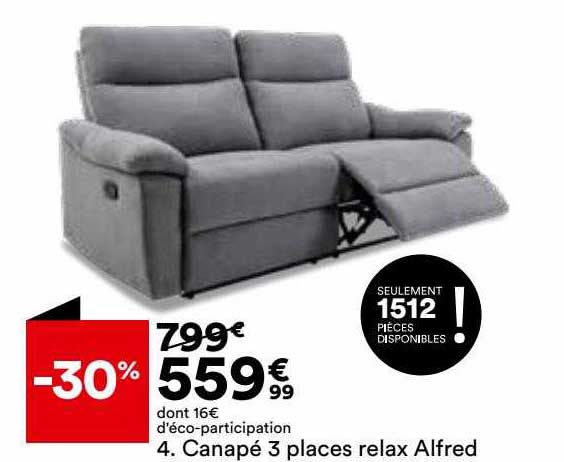 canapé 3 places relax alfred