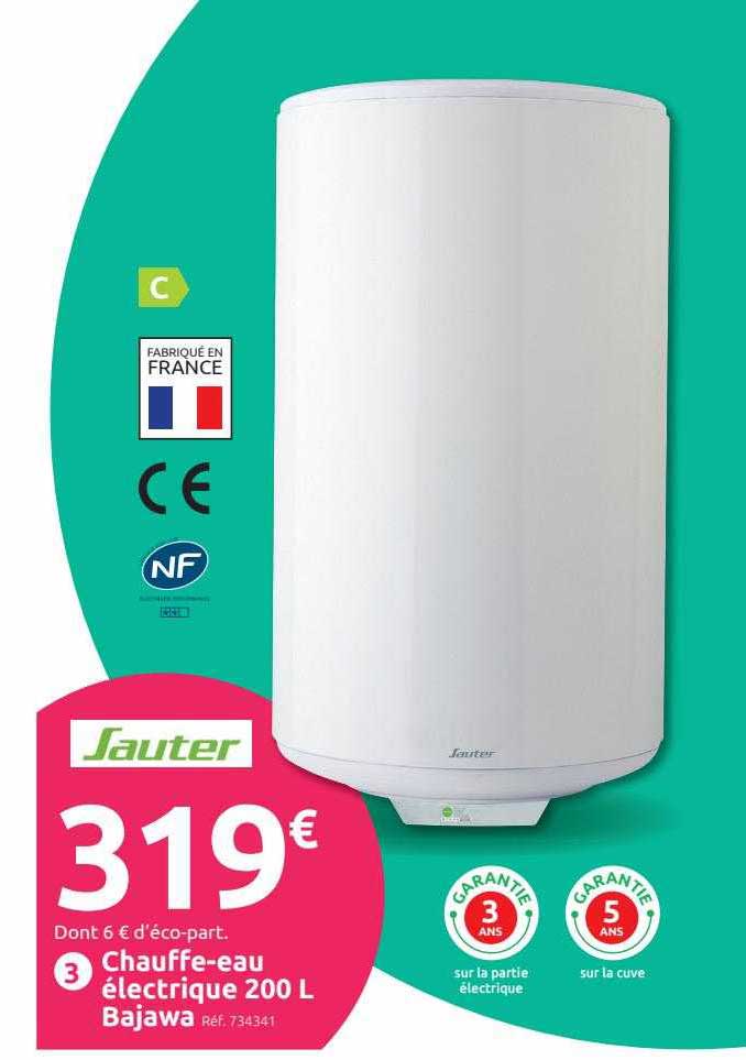 chauffe-eau électrique 200 l bajawa
