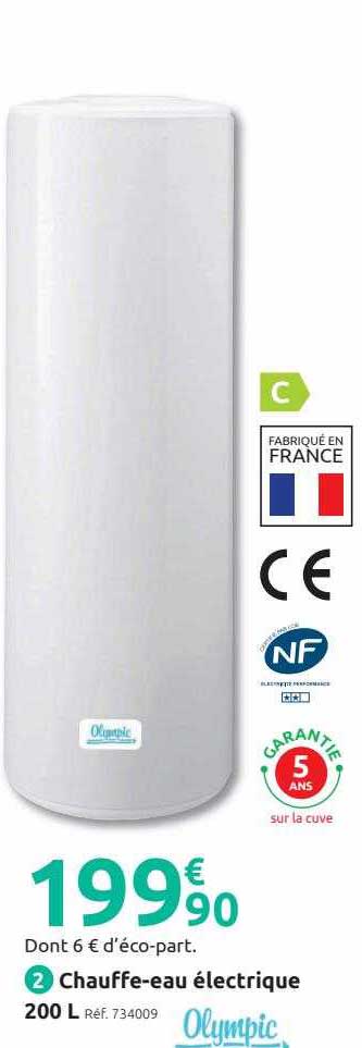 chauffe-eau électrique 200l olympic