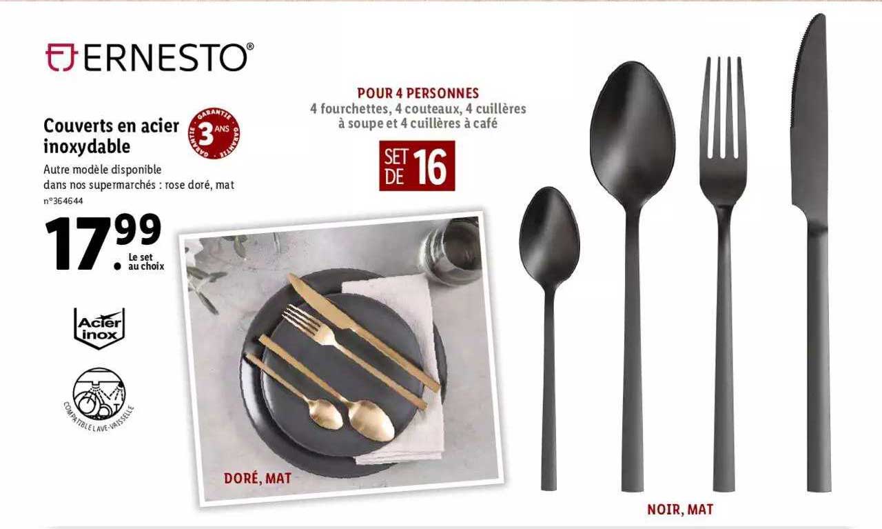 couverts en acier inoxydable ernesto