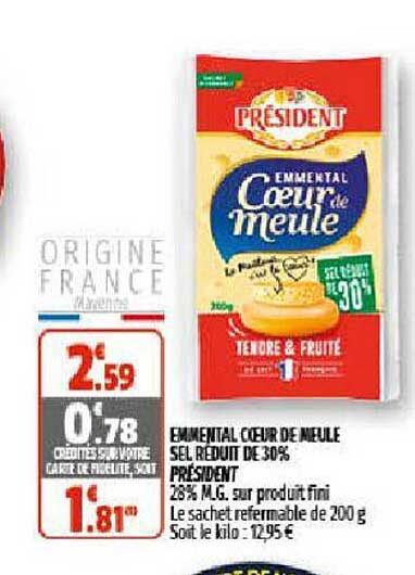 emmental cœur de meule sel réduit de 30% président