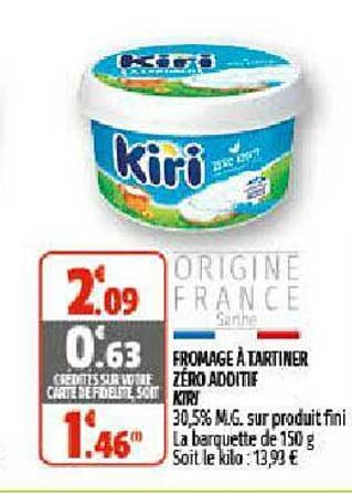 fromage à tartiner zéro additif kiri