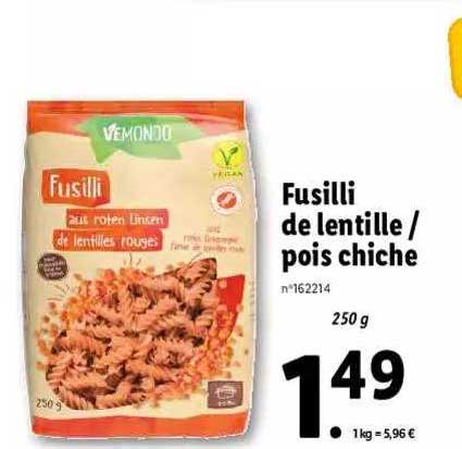 Fusilli De Lentille - Pois Chiche
