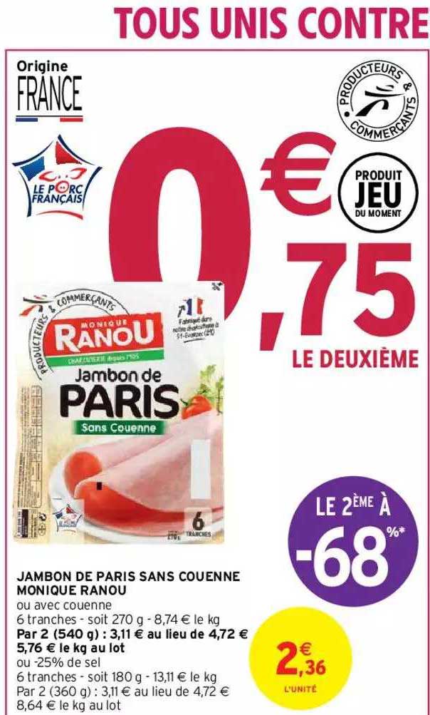 jambon de paris sans couenne monique ranou