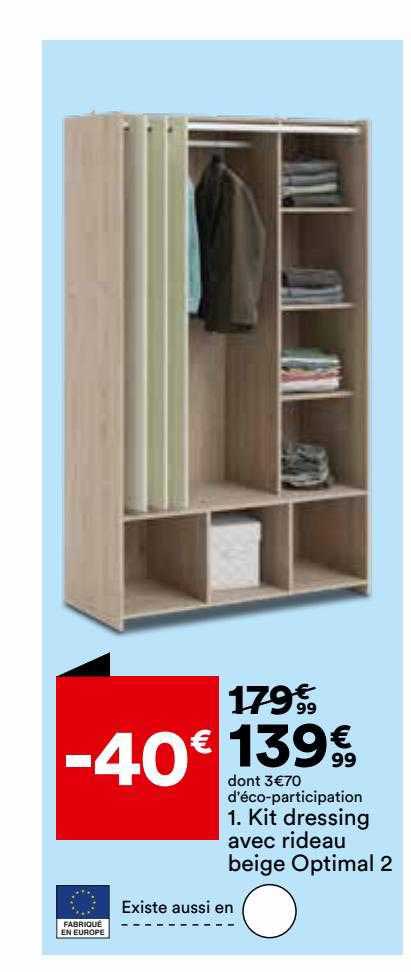 kit dressing avec rideau beige optimal 2