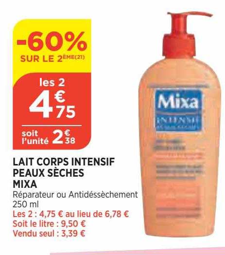 lait corps intensif peaux sèches mixa