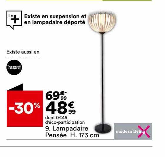 lampadaire pensée h. 173 cm modern living