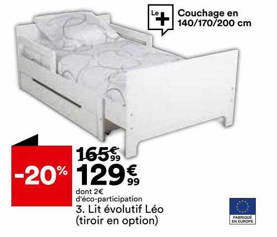 lit évolutif léo (tiroir en option)
