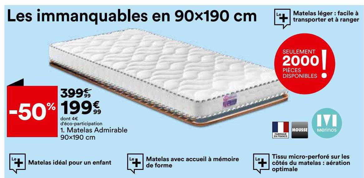 matelas admirable 90 x 190 cm